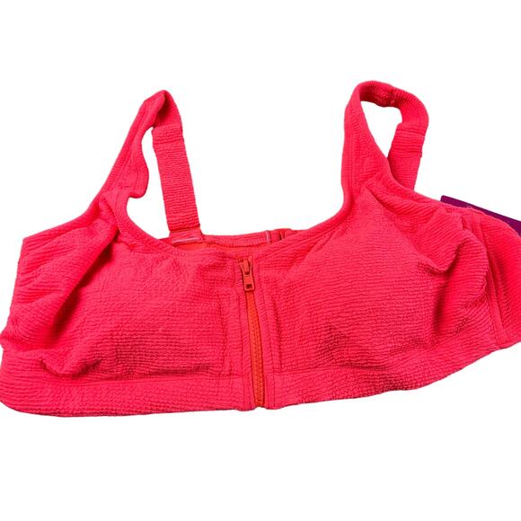 Xhilaration Juniors' Plus Size Coral Zip-Front Bikini Top - Size 16 - NWT - Picture 1 of 8